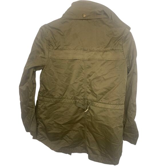 Joie Army Jacket XS Olive Green Hood Embroidered Zip Snap Close Military Womens - Picture 2 of 9